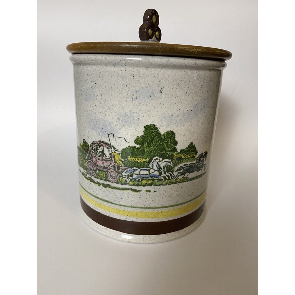 RARE Vintage MCM Metlox Horse Large Canister, Cottagecore Farmhouse Kitchen